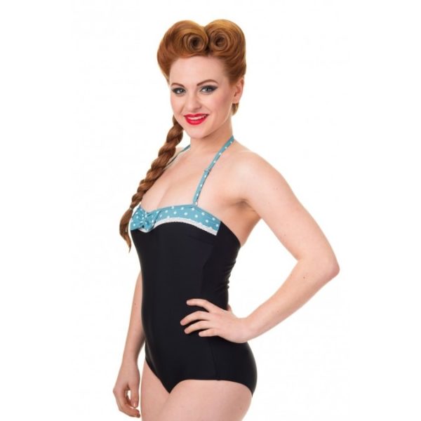 BLACK-ONE-PIECE-SWIMSUIT-WITH-POLKA-DOT-BLUE-BOW-3