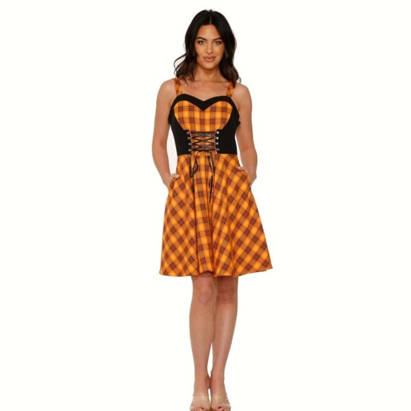 Orange-plaid-Dres