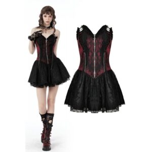 DW683-Gothic-Red-Wine-Lace-Zip-up-Dress