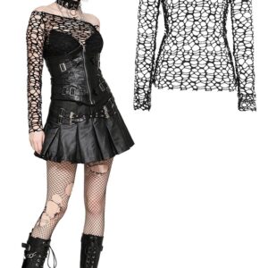 TW631-Black-Distressed-Mesh-LS-Top