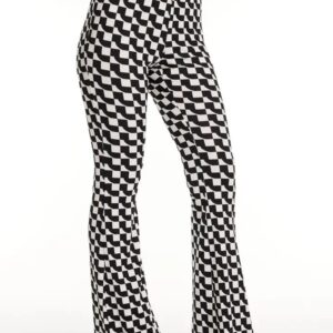 Geo-Ribbed-Knit-Flared-Pants