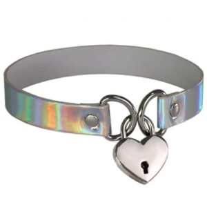 Heart-Lock-Connector-Neck-Collar-with-Key-White
