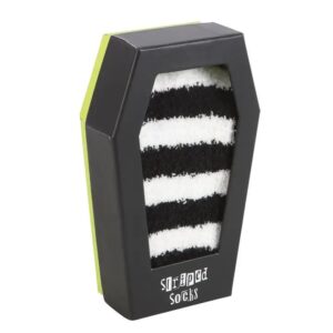Coffin-Gift-Box-White-Black-Striped-Socks