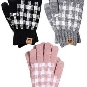 Womens-buffalo-plaid-touchscreen-fingertip-gloves